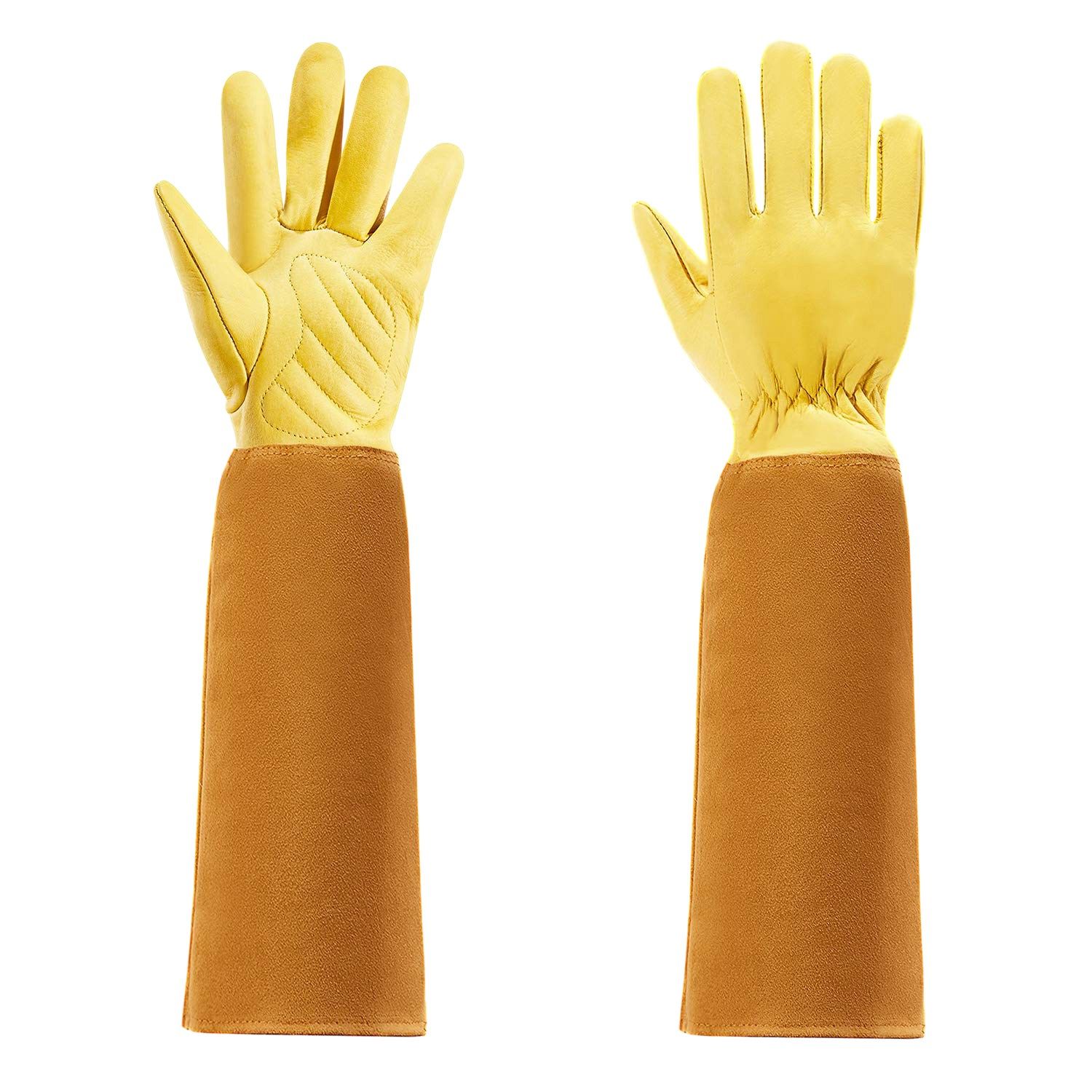 Practical product Gardening Gloves for Women and Men Thron Proof Rose Pruning Cow Leather Gloves with Long Forearm Protection Gauntlet-M