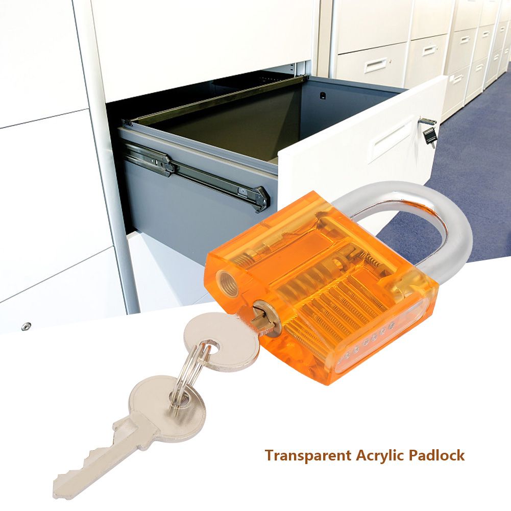 Padlock with Key Transparent Acrylic for Locksmith Training Case Fence Cupboard