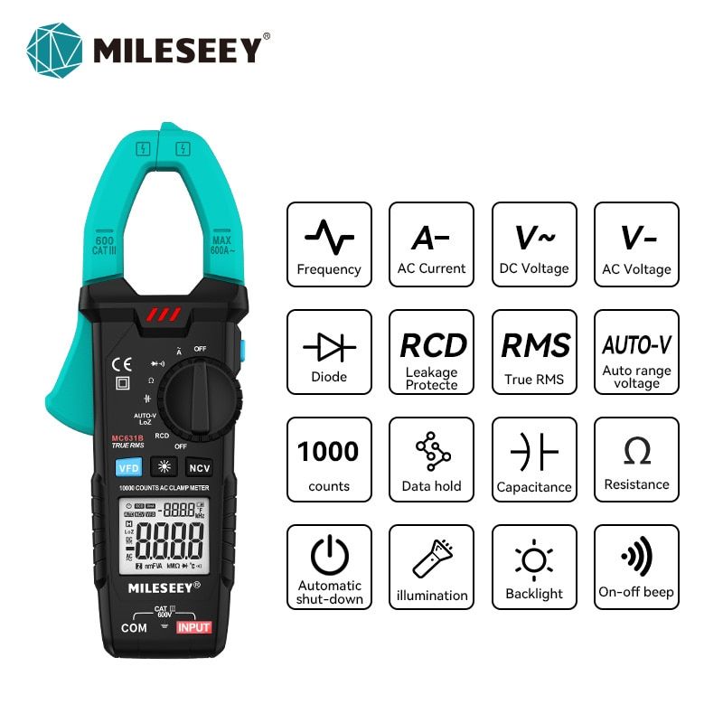 Mileseey NCV Digital Multimeter Auto Ranging AC/DC voltage meter Flash light Back light Large Screen