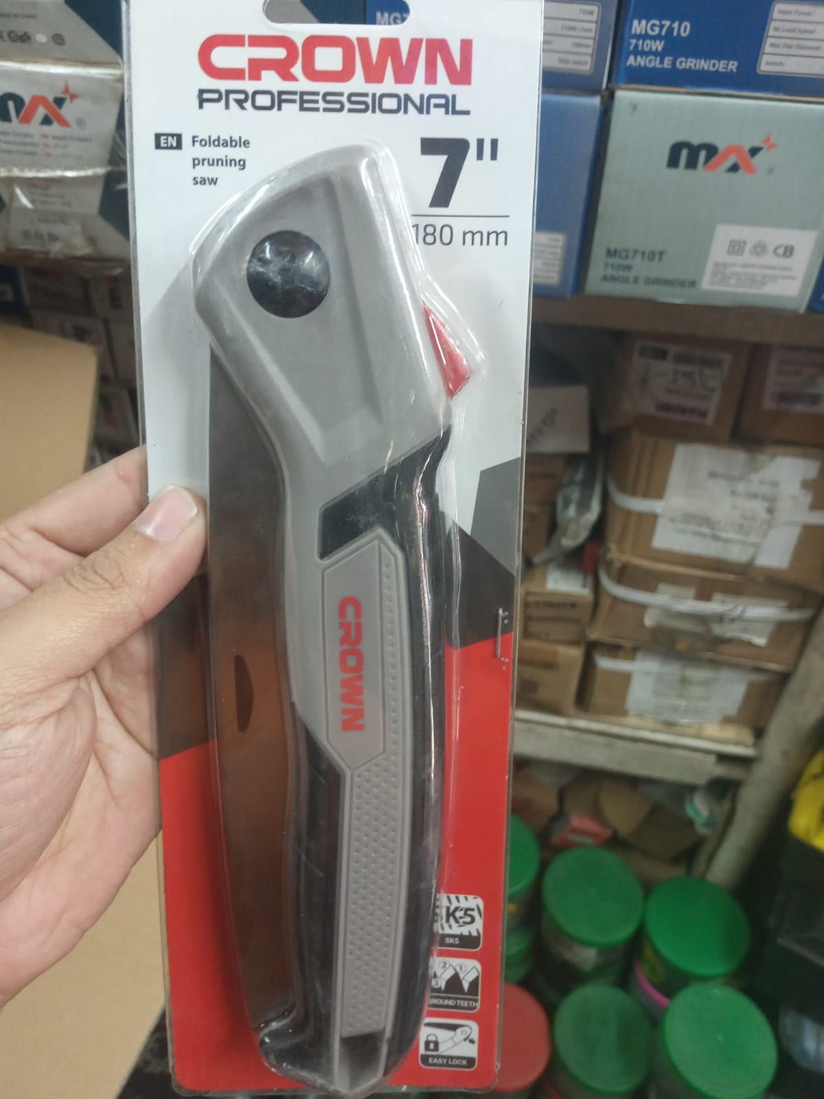 Foldable Pruning Saw 7 Inch 180mm ,plastic handle-High Strength Steel Mini Hand Saw CROWN Brand as a picture