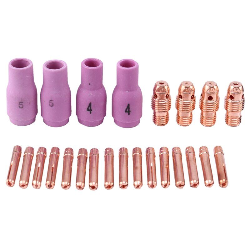 HOT-24Pcs Argon TIG Welding Torch Consumable TIG Tungsten Electrode Collet Alumina Nozzle for WP9 WP9V WP9FV TIG Torch