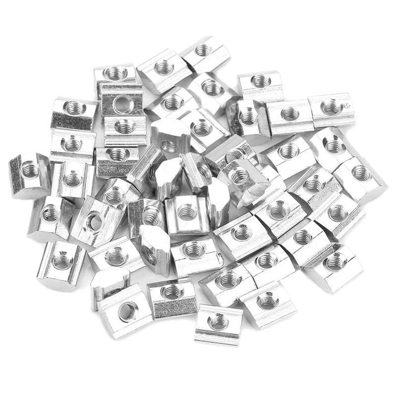 50Pcs Carbon Steel Sliding T-Slot Nut for 20 Series Aluminum Profile Accessories M3x10x5