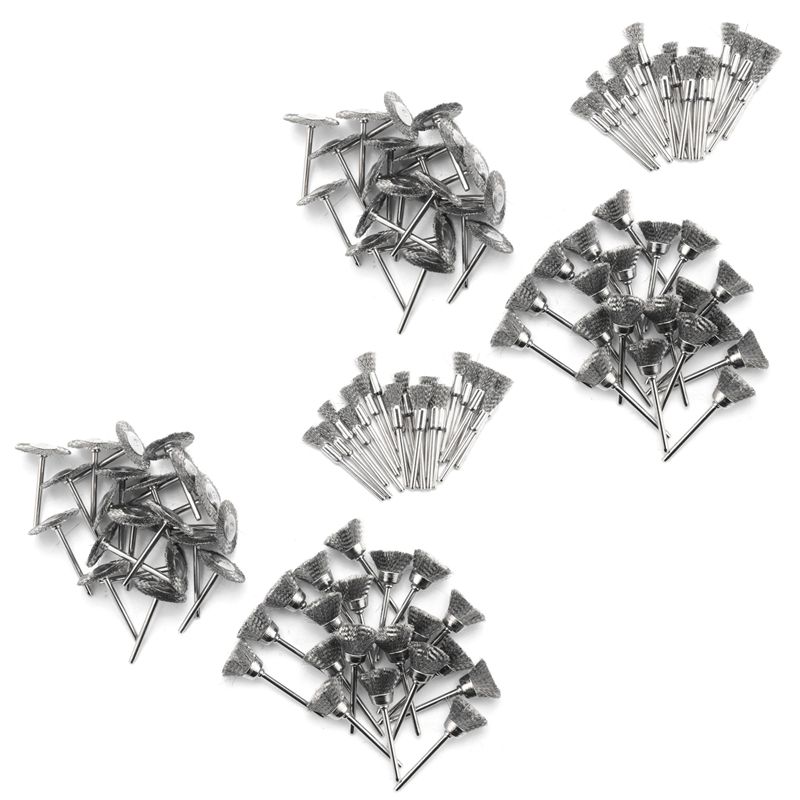 Steel Rotary Brush for 120Pcs 3mm Shank Wire Wheel Brush Mini Drill Rotary Tool for Metal Rust Polishing