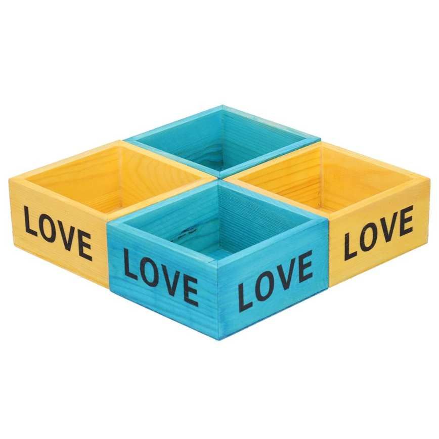 Flowerpot 4Pcs Pot Vintage Wooden Succulent Planter Box for Indoor Desktop Decoration