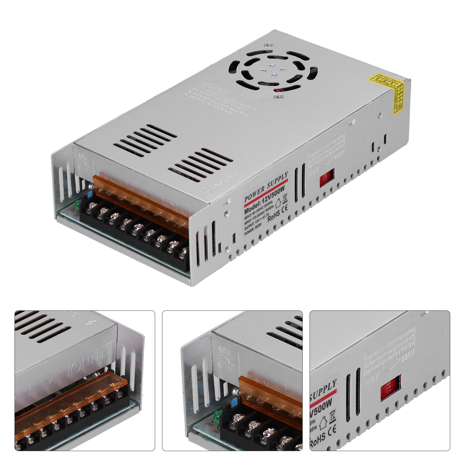 500W/400W/200W Regulated Switching Power Supply to DC 12V/24V Waterproof IP20