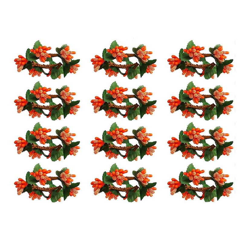 12 Pcs Fall Napkin Rings Flower Napkin Ring Holders Harvest Serviette Buckle Rings Theme Dinner Table Rings for Holiday