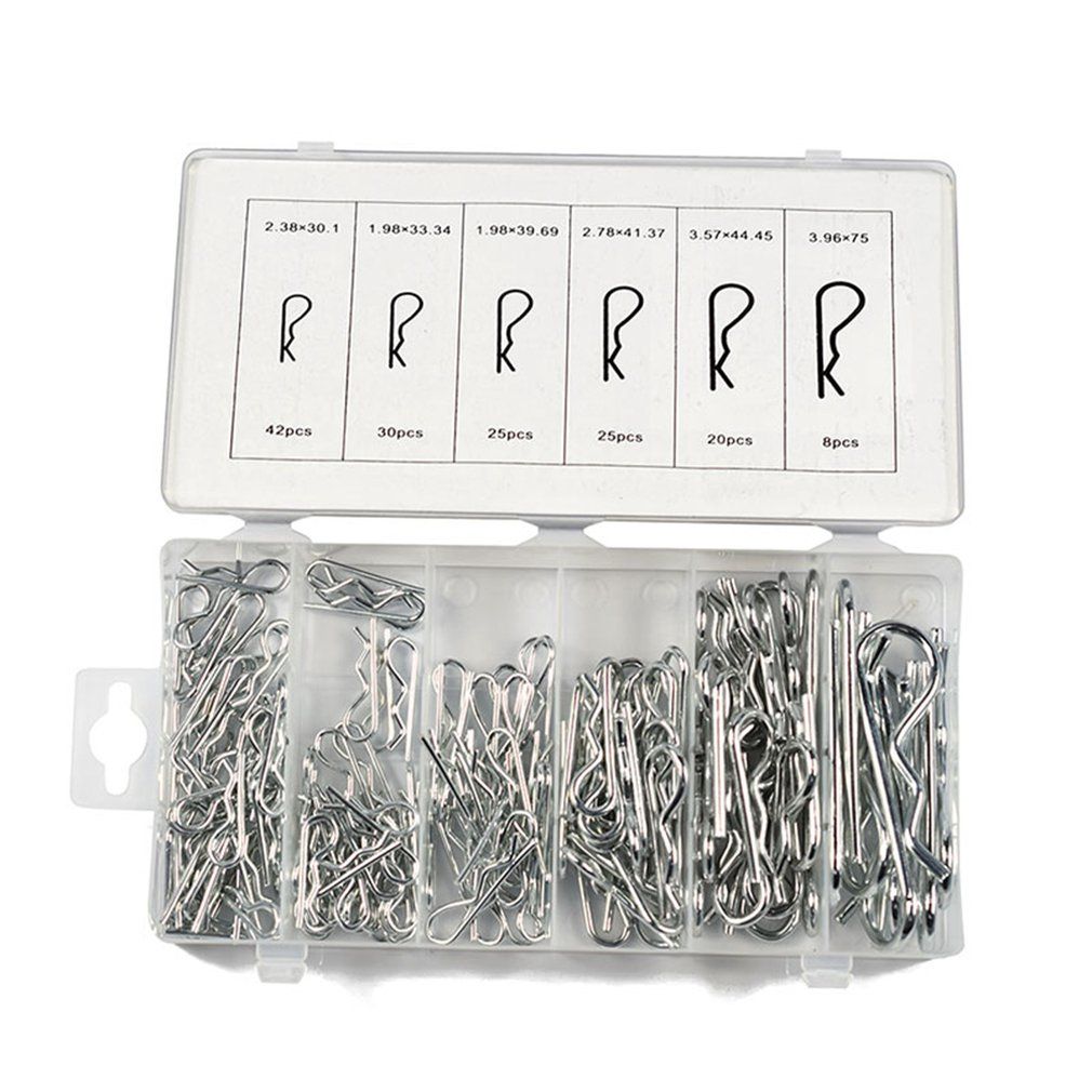 150Pcs/Set Anti-Rust Hitch Retaining R Clip Lynch Cotter Spring Assorted Kit Silver