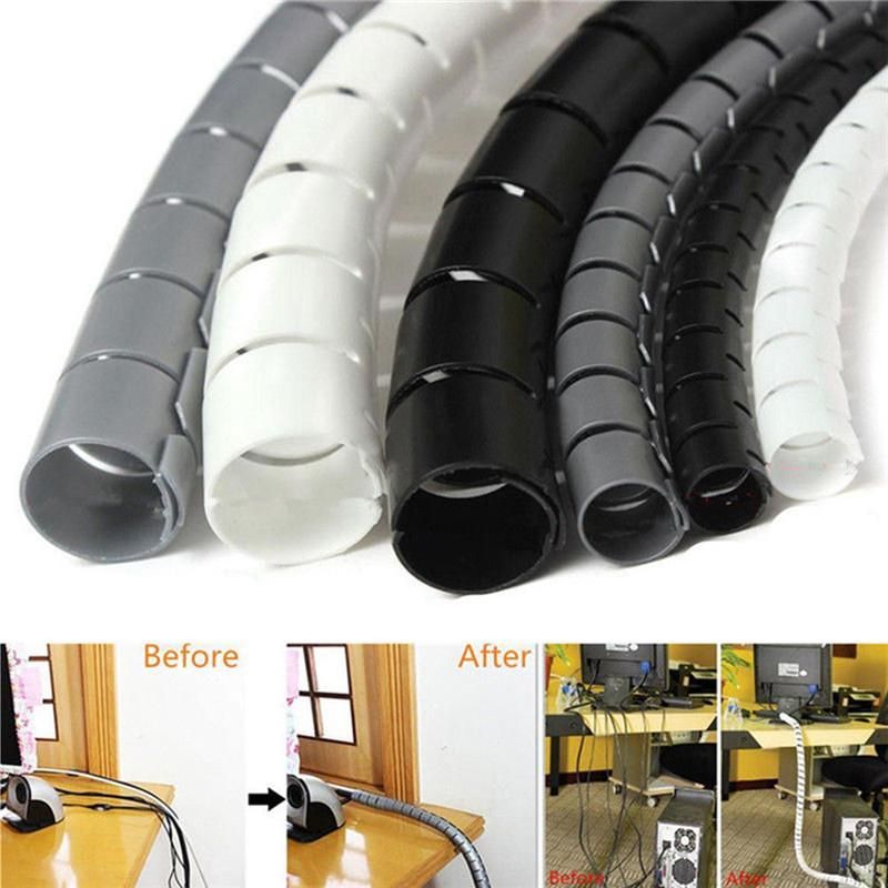 【BestGO】1m 10/25mm Cable Spiral Wrap Tidy Cord Wire Banding Loom Storage Organizer Tool