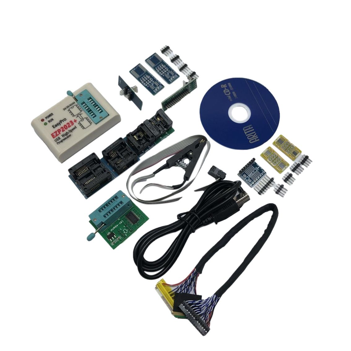 EZP2023 USB SPI Programmer with 12 Adapter Support 24 25 93 95 EEPROM Flash Bios Compiler est Programming Speed