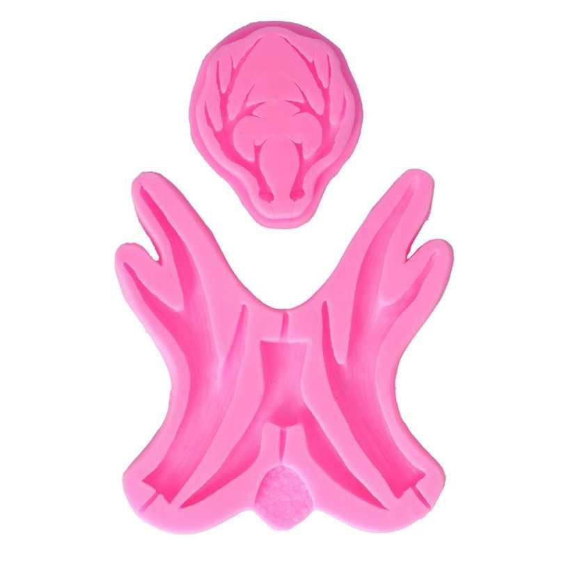 2Pcs Silicone Molds Lovely Antler Nonstick Soft Elastic Reliable Portable Fondant for Christmas Chocolate Cake