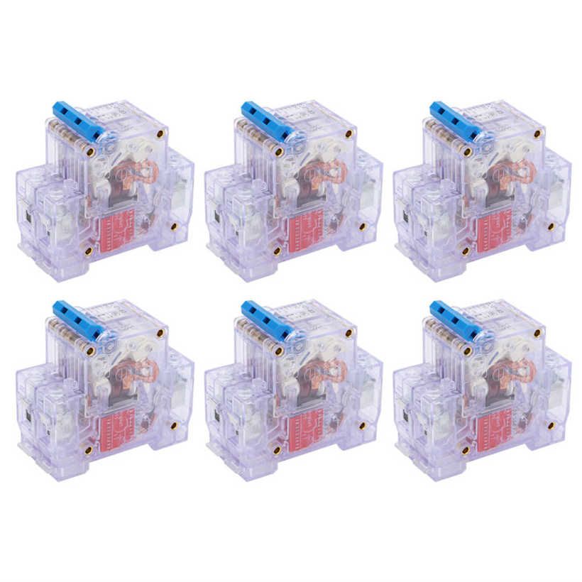 6pcs DZ47‑63 2P 6‑63A Transparent MCB Mini Circuit Breaker Air Switch Protection