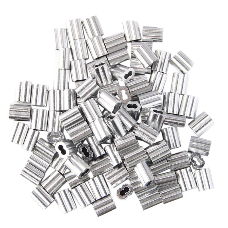 ZOROOM 100pcs Aluminum Crimping Loop Sleeve for 3mm Diameter Wire Rope and Cable