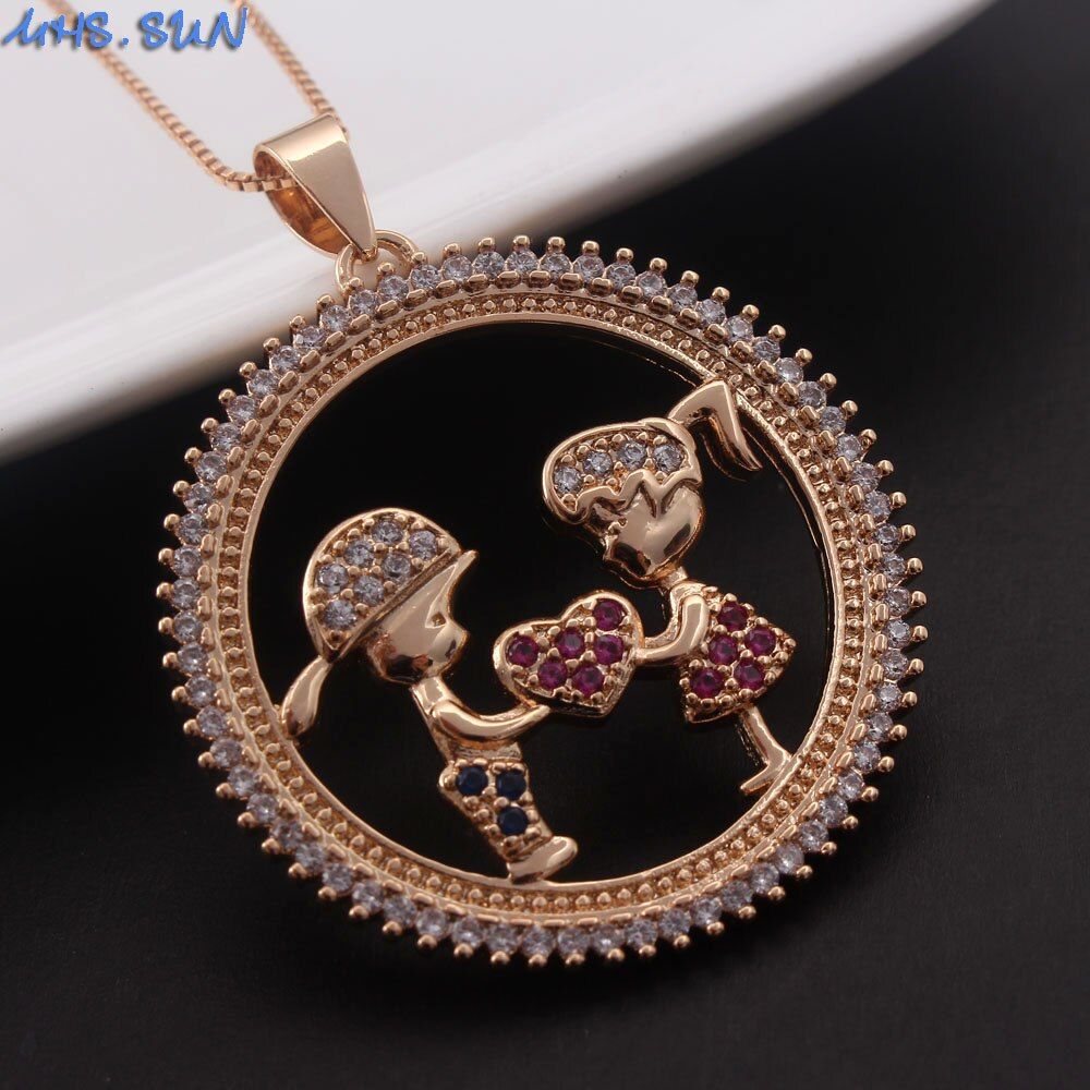 MHS.SUN Fashion AAA Zircon Jewelry Boys Girls Pendant Necklace Luxury Women Chain Necklace Charm Choker For Christmas Gift 1PC