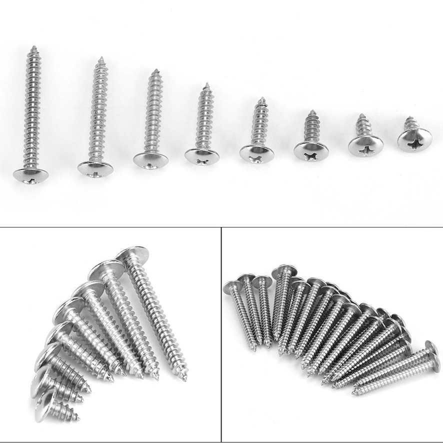 Tapping Screw 200Pcs M4 Stainless Steel Cross Self Screws Combination Set Truss Head