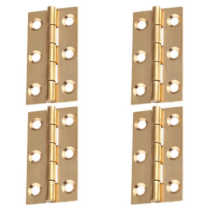 4 Pieces of Solid Brass Hip Hinge 5.1 cm Suitable for Cabinet Doors, Trunk Round Corner Tenon Brass Hinges with Screws