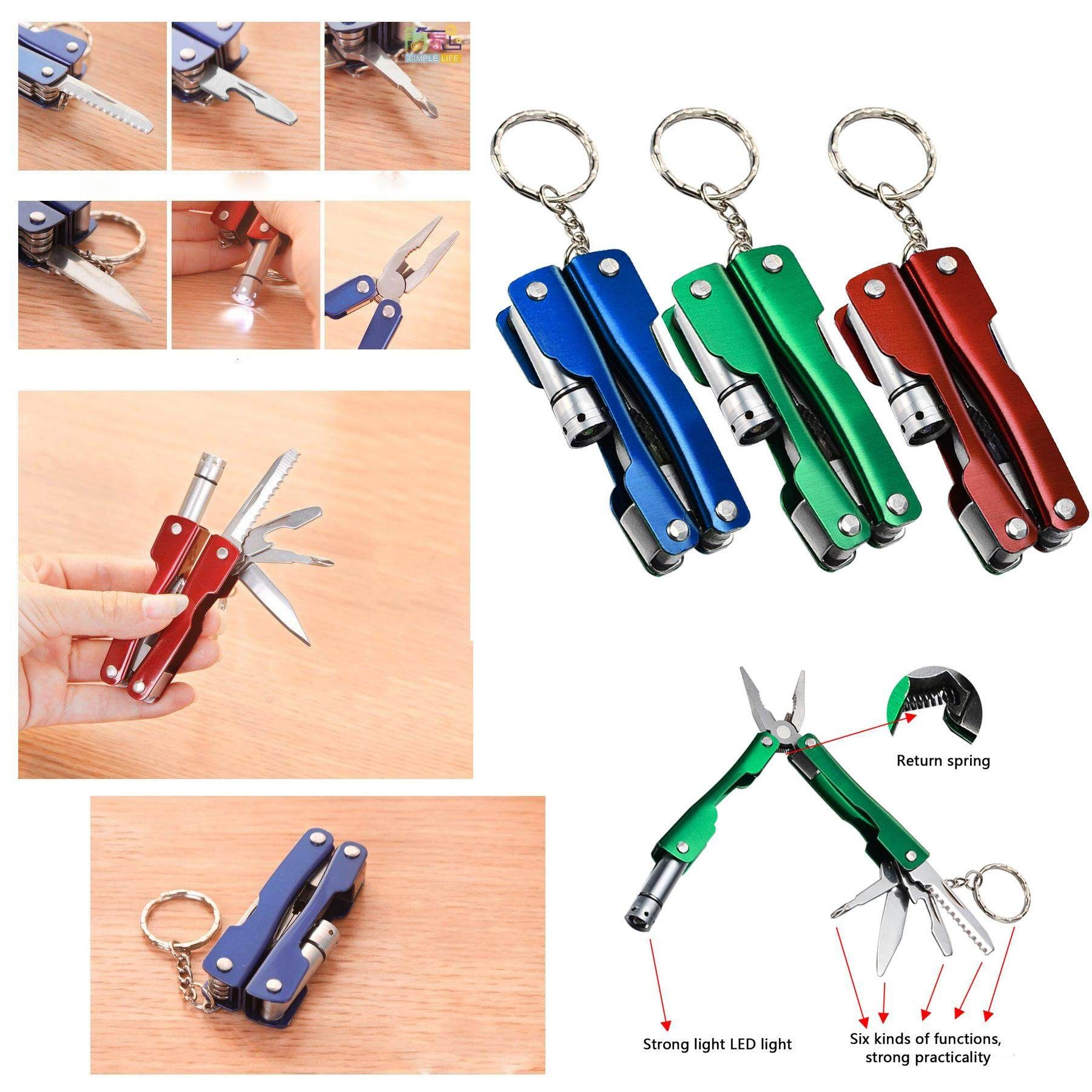9 in 1 Micro Plier Tool Kit LED Flash Light Knife