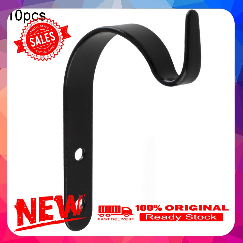 10Pcs Durable Iron J Type Hanger DIY Curtain Rod Bracket Outdoor Flowerpot Hook