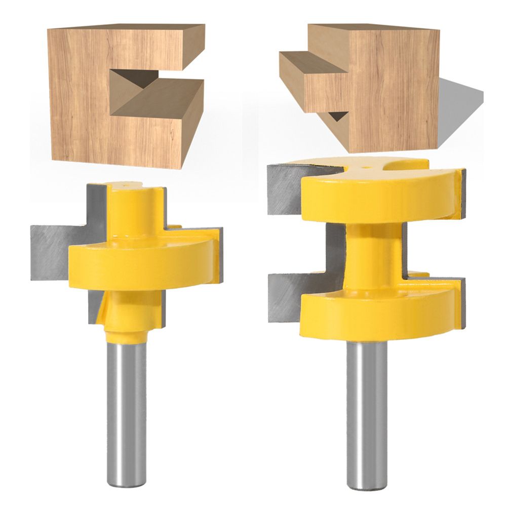 2Pcs 8mm Shank Tongue Groove Router Bit Set Woodworking Cutter Tool Accessories