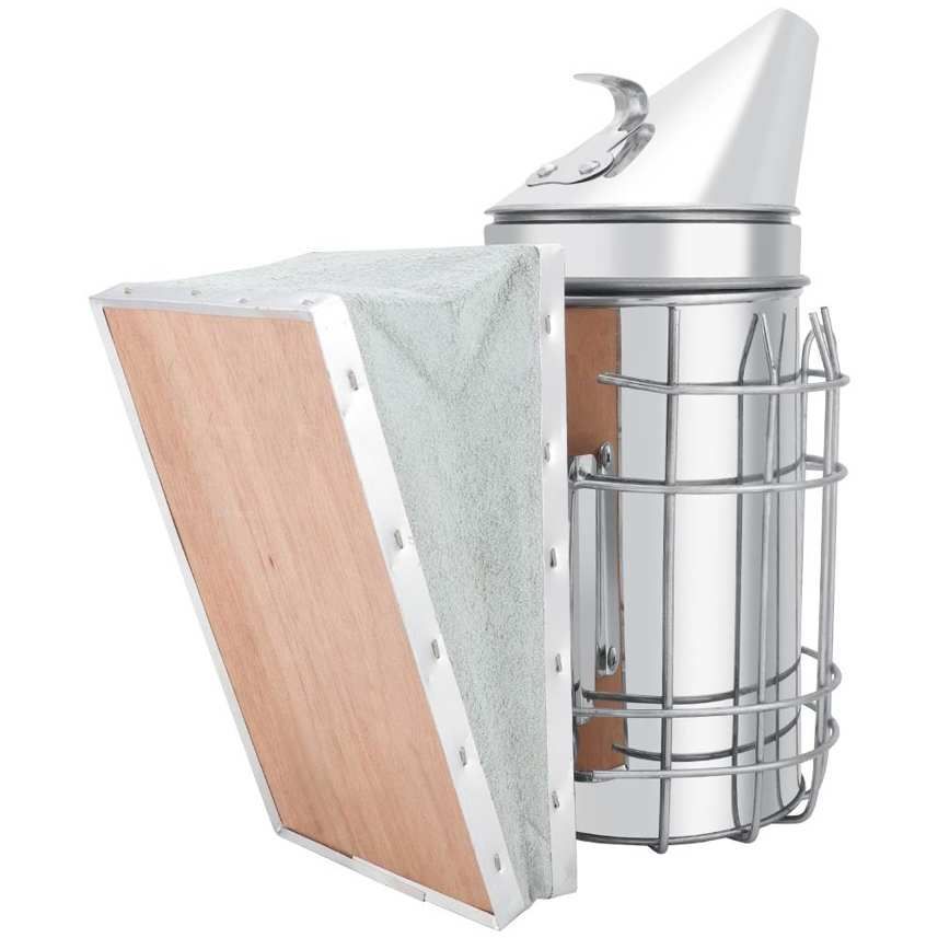 Large Bee Hive Smokers Stainless Steel w/Heat Shield Beekeep Equipment Leather