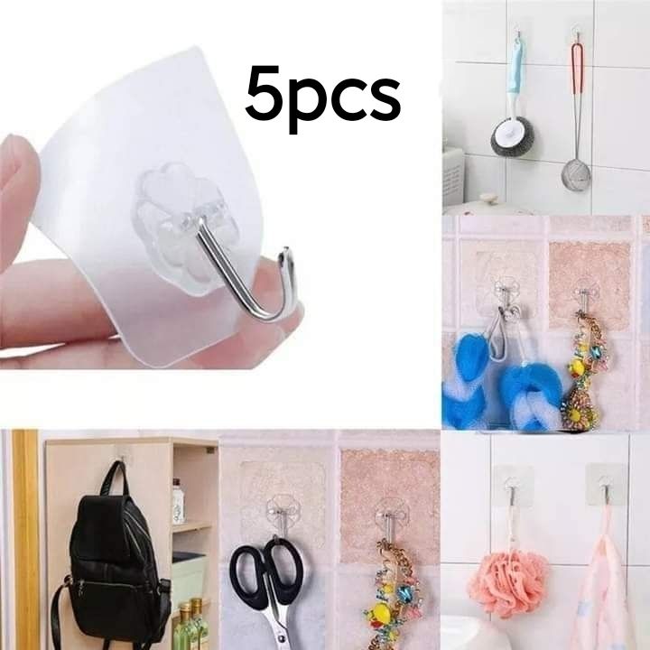 Transparent Wall Hooks Waterproof Oilproof Self Adhesive Hooks Reusable Seamless Hanging Hook For Kitchen Bathroom Office