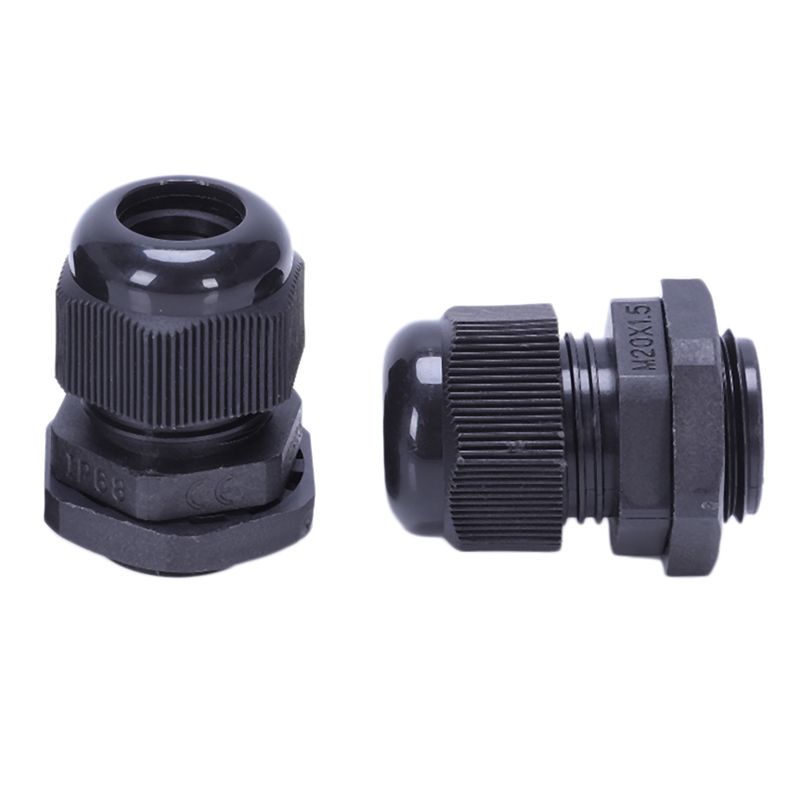 9 x Black plastic waterproof connector cable gland M20 x 1.5