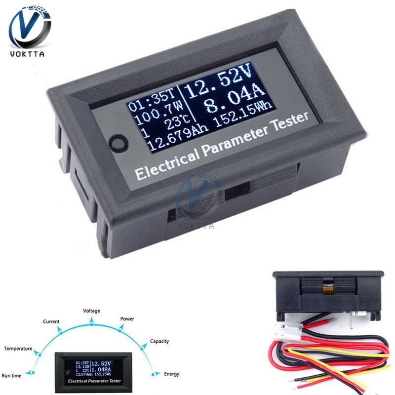 100V 10A 7 in 1 Three digital Multi-function Electrical Parameter Meter Voltage Amp Current Power  Capacitance Tester