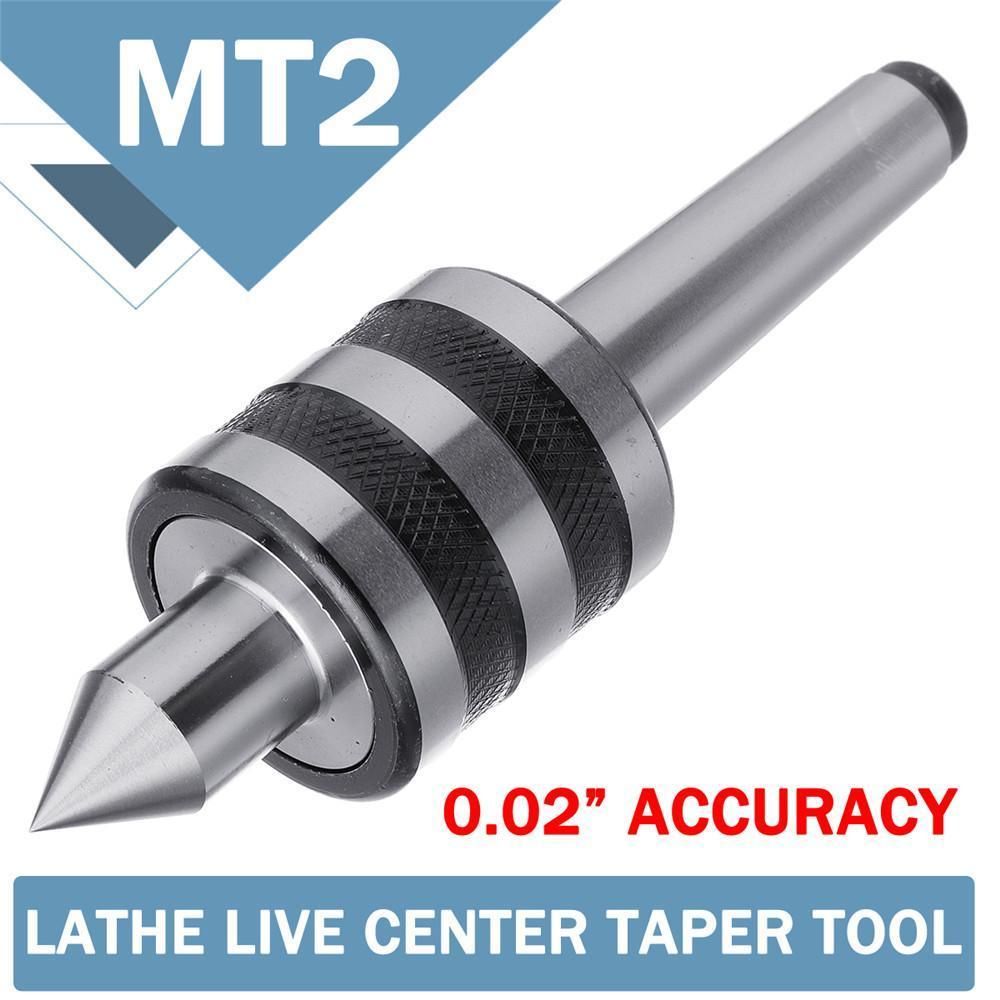 MT2 0.02” Lathe Live Milling Center Revolving Morse Taper Triple Bearing Turning