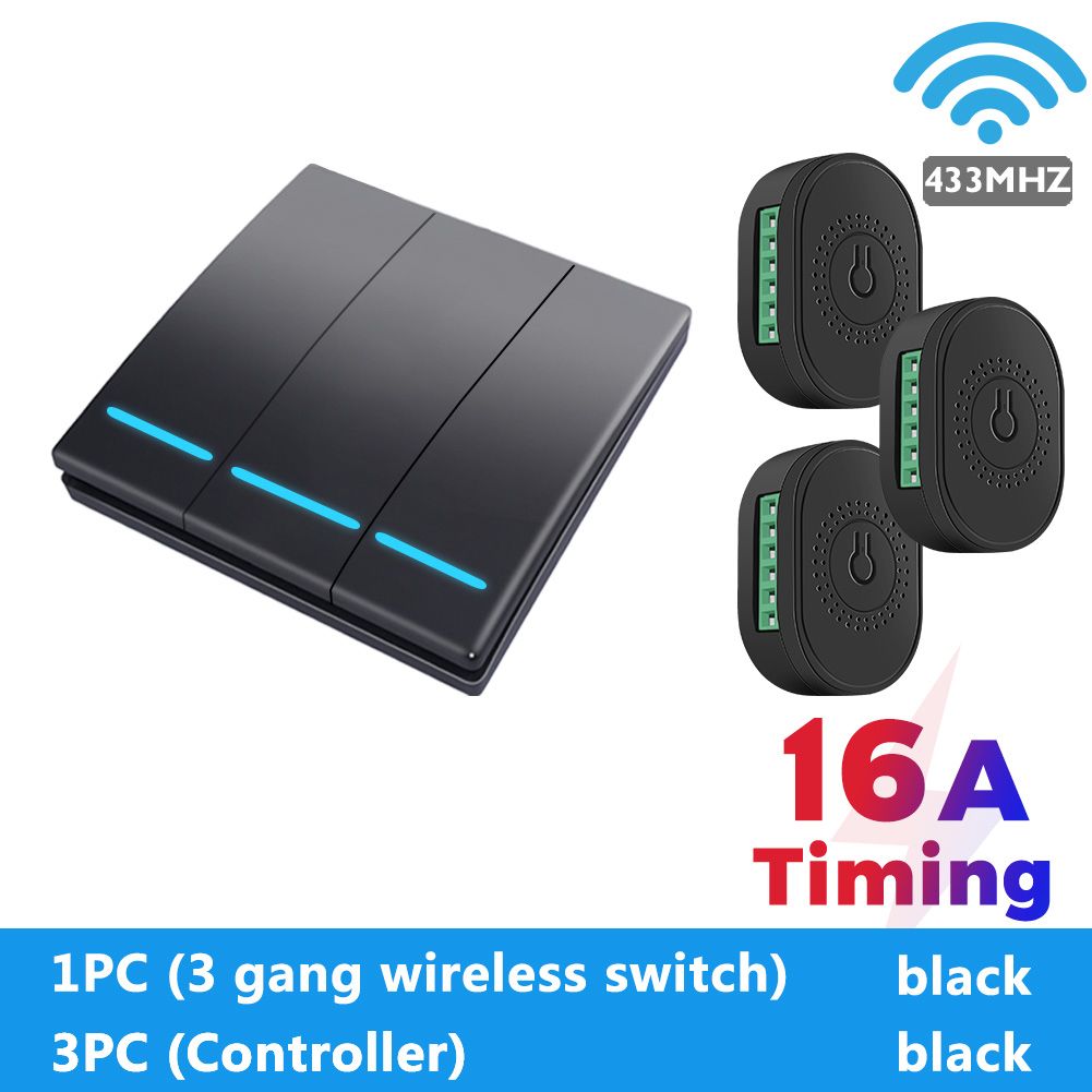SMATRUL - Wireless Light Switch - Mini 2 Way controller - 433Mhz Module Breaker - Press Wall Panel - 16A