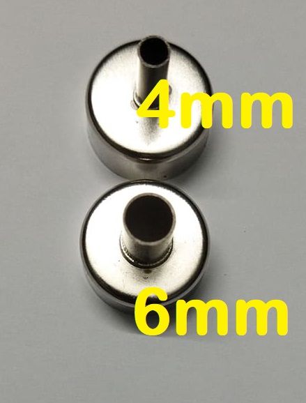 2Pcs- Stainless Steel Heat Machine Nozzles Knob Solder 4mm 6mm  For Air Hot 858 858D 85D+ 8858 878A 878 Soldering Station