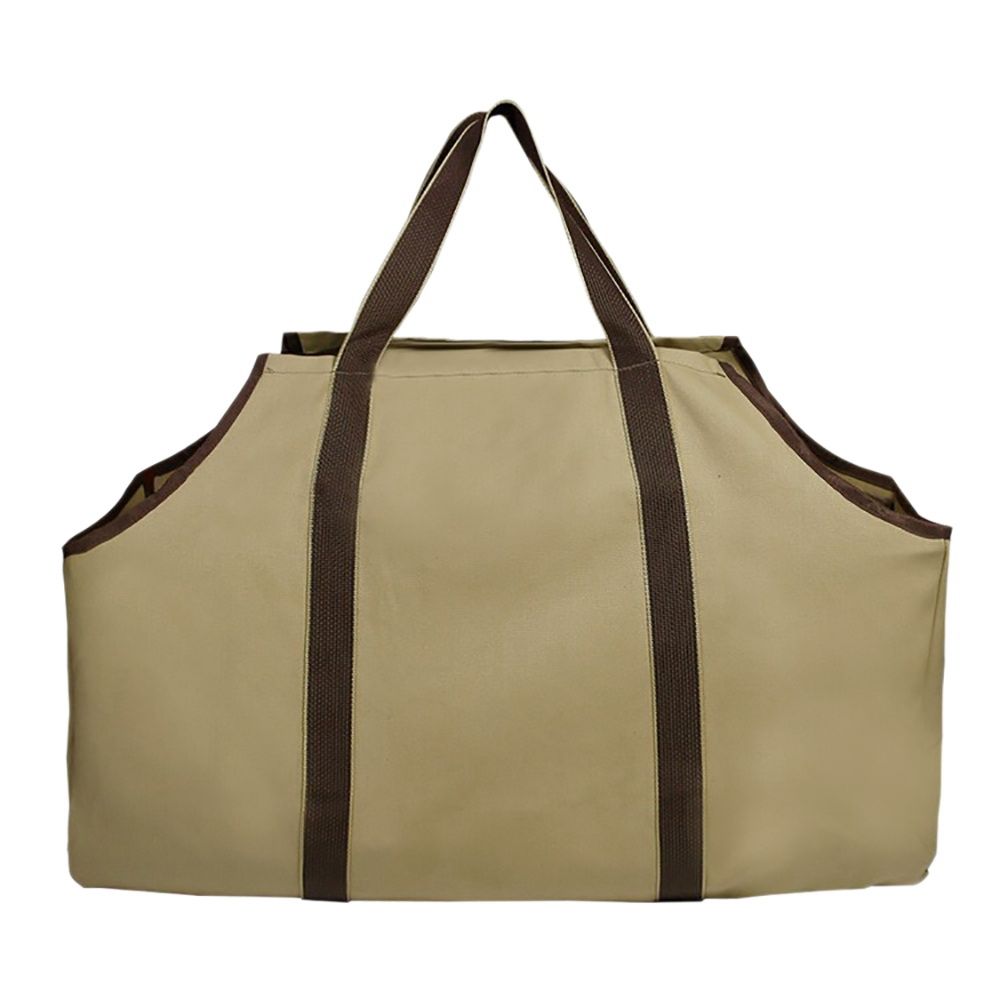 Log Storage Holder Carrier Canvas Firewood Bag Durable Fire Wood Tote Outdoor Portable Organizer Tote Bag- F