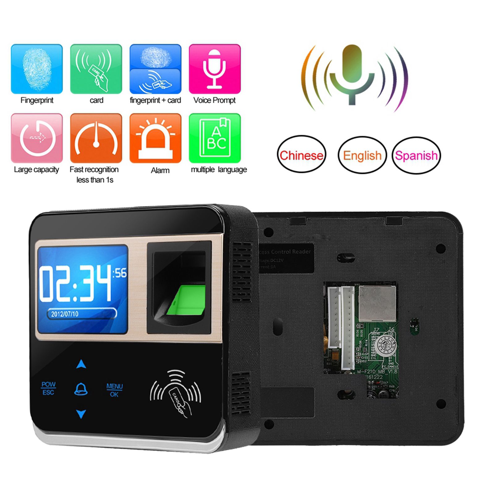 125KHz Attendance Fingerprint Clock Access Control System IC/ID Card