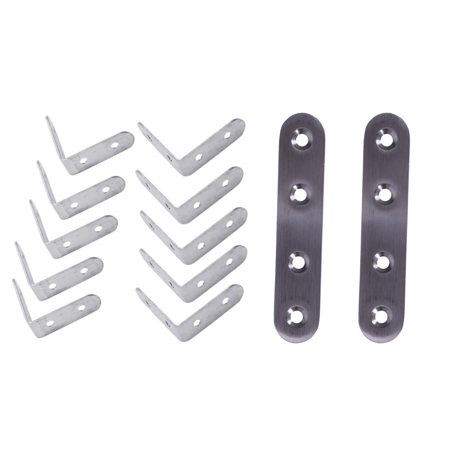 Durable 10 x Stainless Steel Shelf Support Corner Brace Angle Bracket 50X50mm & 2Pcs Flat Stainless Steel Mending Fixing Plate
