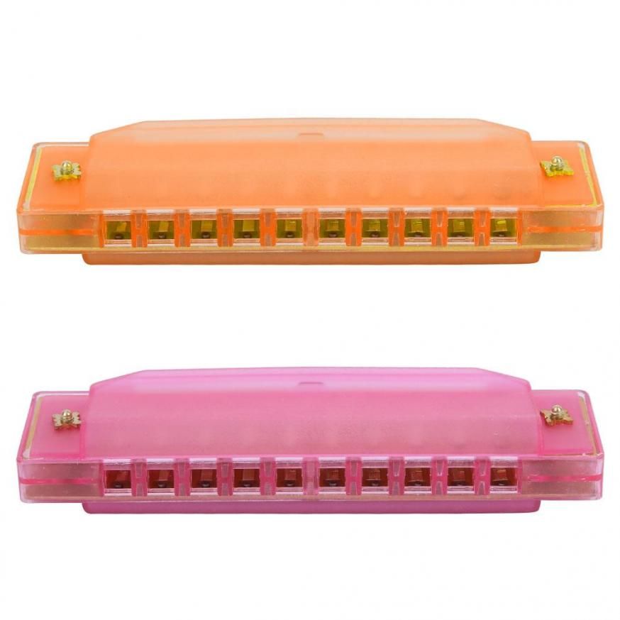 High Quality Durable 10 Holes 20 ones Plastic ranslucent Harmonica ft for Kids