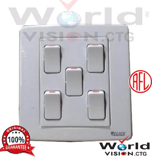 Click Prime, 5 Gang 1 Way Switch