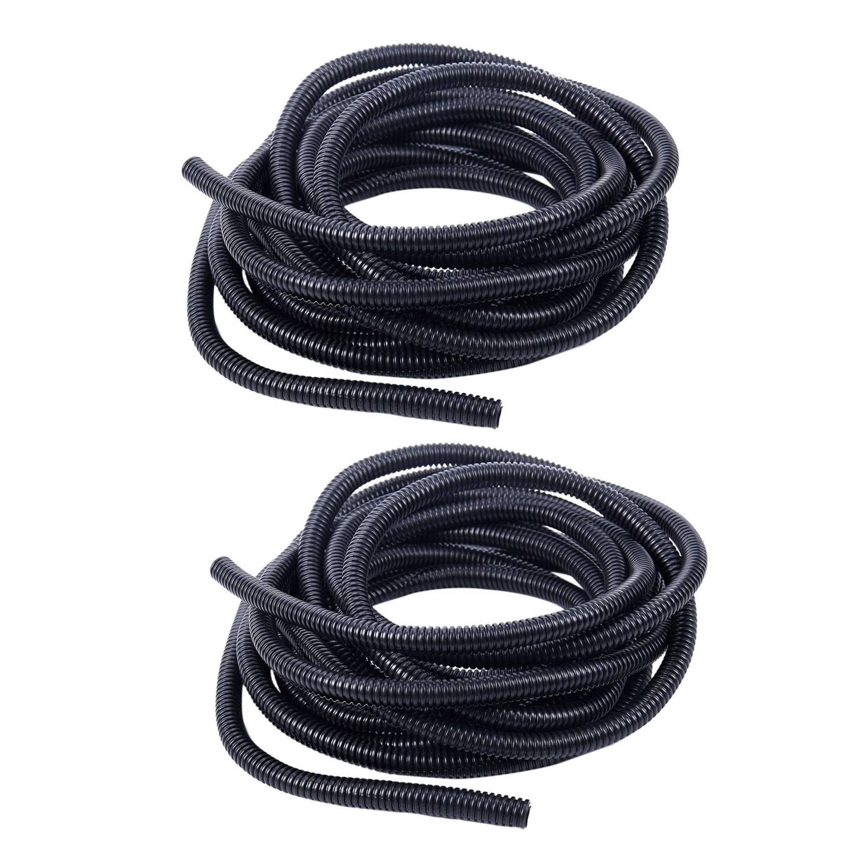 2X 20 Ft Split Wire Loom Conduit Polyethylene Tubing Black Color Sleeve Tube 10mm inner diameter