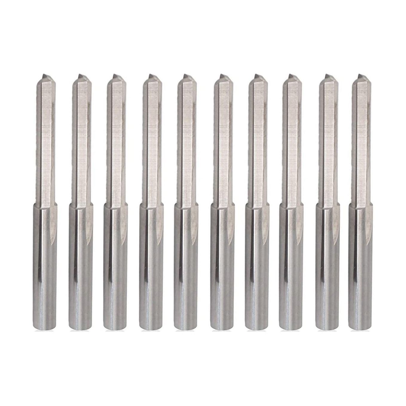 Creative product 10PCS 3.175mm Shank Dia. Double Edged Tungsten Steel Milling Cutter 2 Flutes CNC Cutting Tungsten Steel Straight Slot Bit, Flute Length 22mm