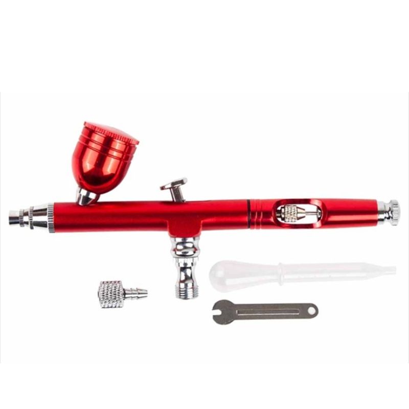 Delicate product Airbrush Tool Dual Action Gravity Feed 0.3Mm Nozzle Spray Airbrush Nail Art Paint Tattoo Tool With Wrench Straw Red