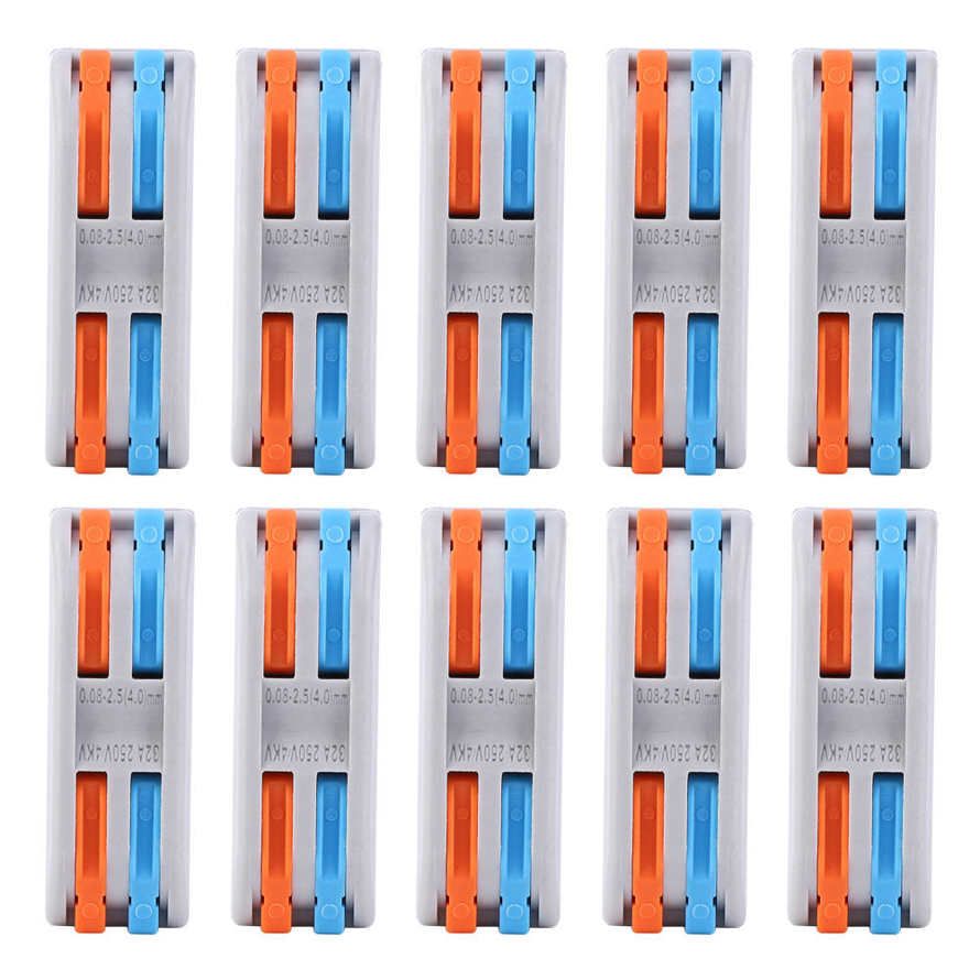 Wire Connector 10PCS PCT2-2 Color Button 2-in-2-out Quick Terminal Block for Wiring Clip