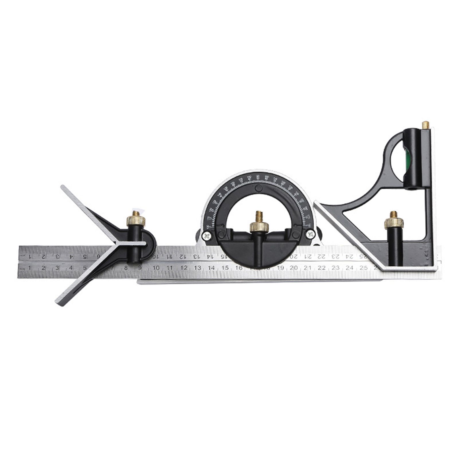 600MM Lengthened Combination Square Angle Ruler 90° Stainless Steel Level Square High Precision 45° Combined Angle Ruler Multifunctional Measuring Tool for Woodworking