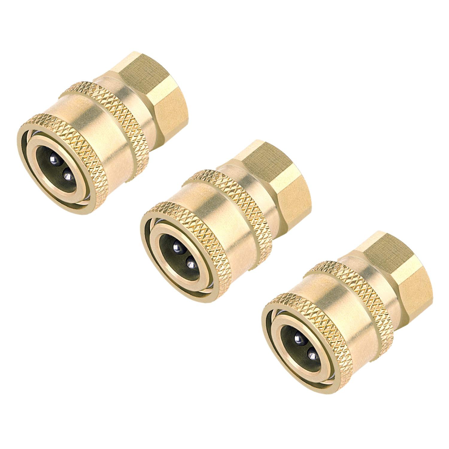 Durable 3 Pack Pressure Washer Coupler, Quick Connect Fittings 1/4 Inch Quick Coupler Female NPT Socket