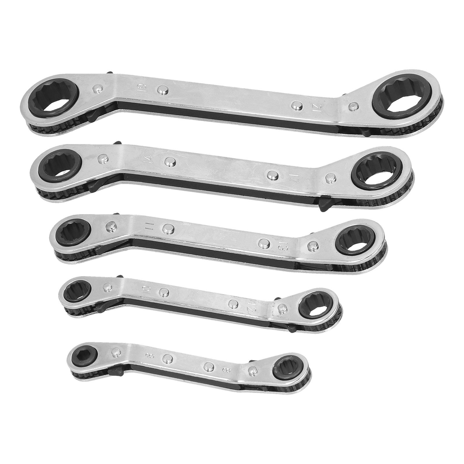 5Pcs Ratchet Wrench Double End Steel Ratcheting Spanner Set New