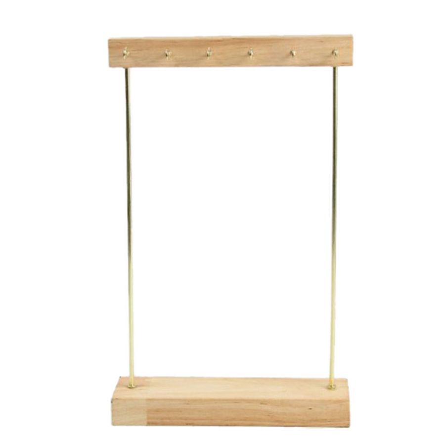 Wooden Jewelry Organizer Holder Rack with Hooks Shelf Hang Earrings Necklaces Bracelets Storage Accessories Light