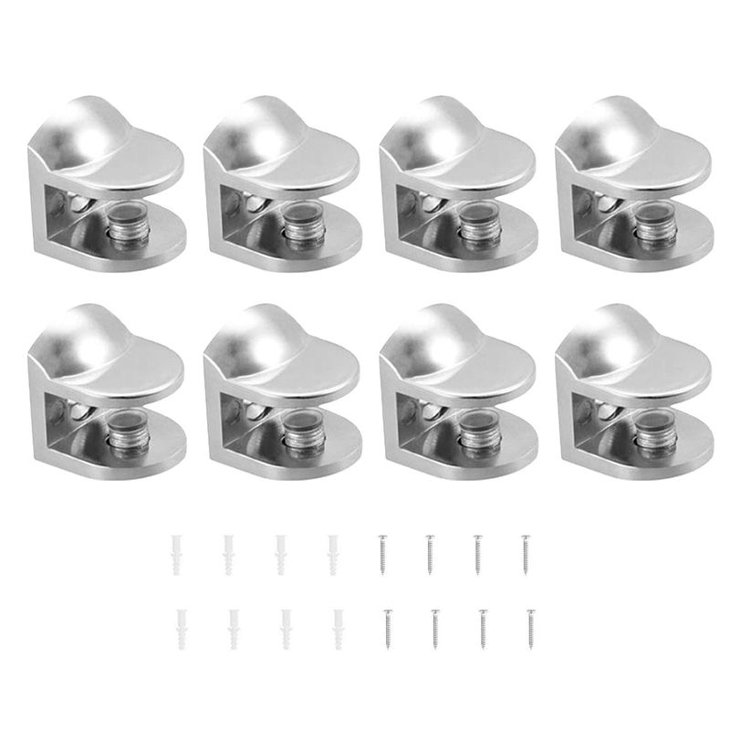 4 Pcs Glass Shelf Support Wall Mounted Adjustable Brackets Fish Mouth Type Glass Clamp for 8-10mm Thickness Glass