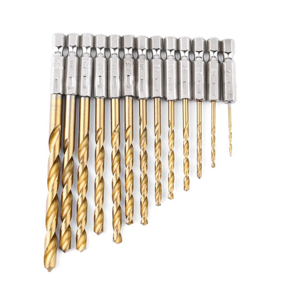 Durable 13pcs/Set Hex Drill Bit Set Multi Bits Tool 1.5-6.5mm DIY - Bronze