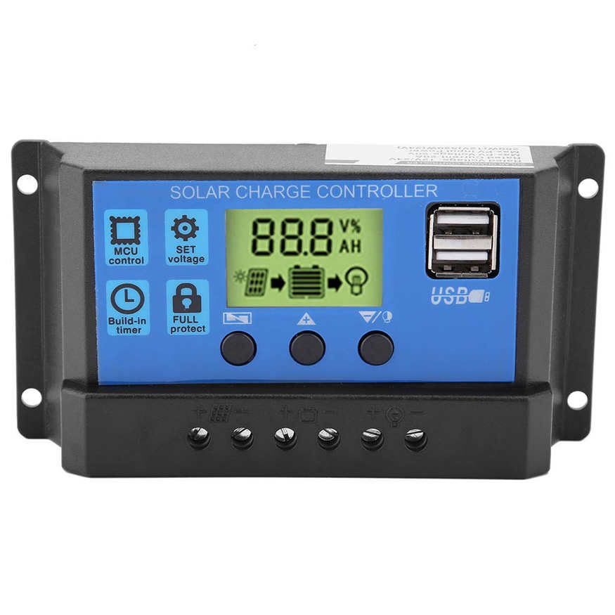 PWM 12V 24V Dual USB Solar Panel Charge Controller Regulator LCD Display SH