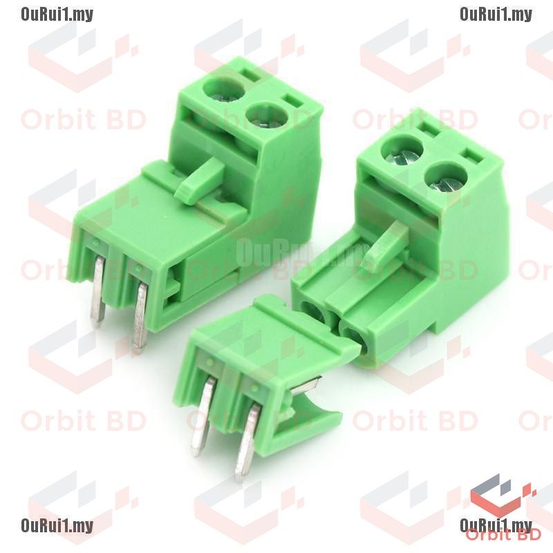 2Pcs- 5.08mm 2Pin Screw Terminal Block 2 Pin 5.08mm Pitch Male Female Plug-in L Type Right Angle Connector Screw Terminal PCB Audio Video Cables Accessories