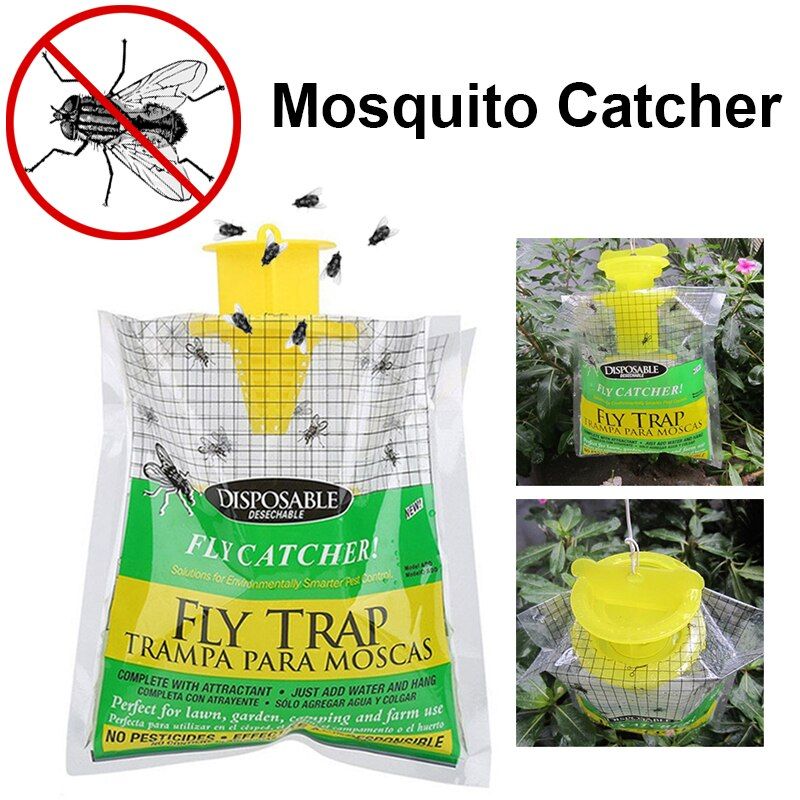 1PC Flycatcher Bag Home Garden Outdoor Disposable Fly Catcher Control Trap Insecticide Flies Flycatcher Trap Attractant For Home（1pcs）