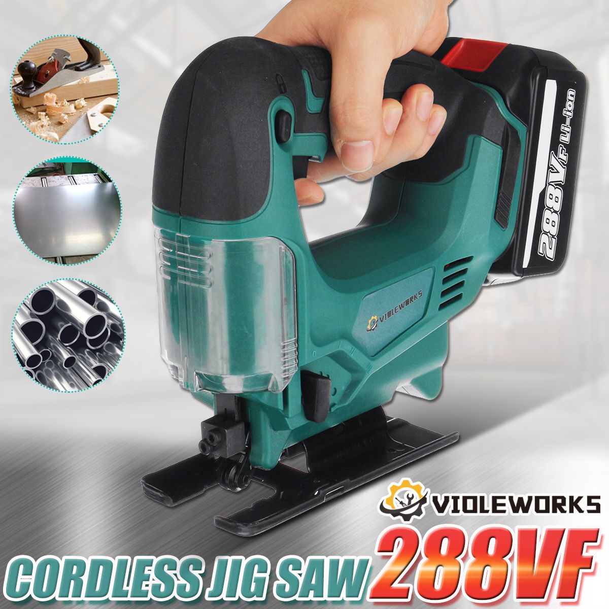 288VF Cordless Jigsaw Quick Blade Change Electric Saw Guide LED Light Metal Wood Cutting Machine