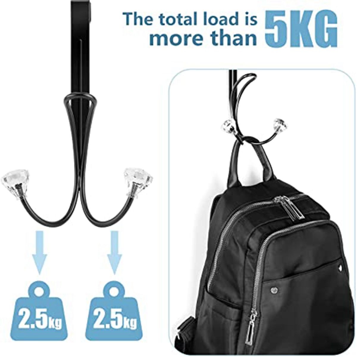 4Pcs over the Door Hooks, Metal Twin Hook Organizer Rack Door Hangers Cubicle Hook for Hanging Bags Backpack Black