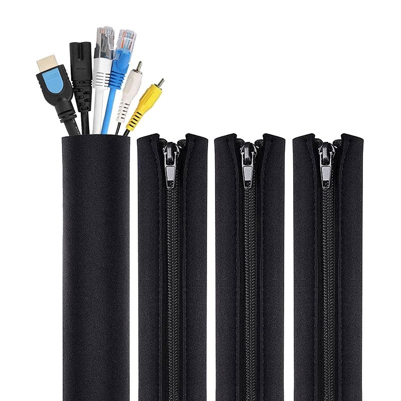 4 Pack Cable Tidy Tube for TV Computer Home Entertainment,Cable Management Zipper Sleeve Cable Organisers Sleeve